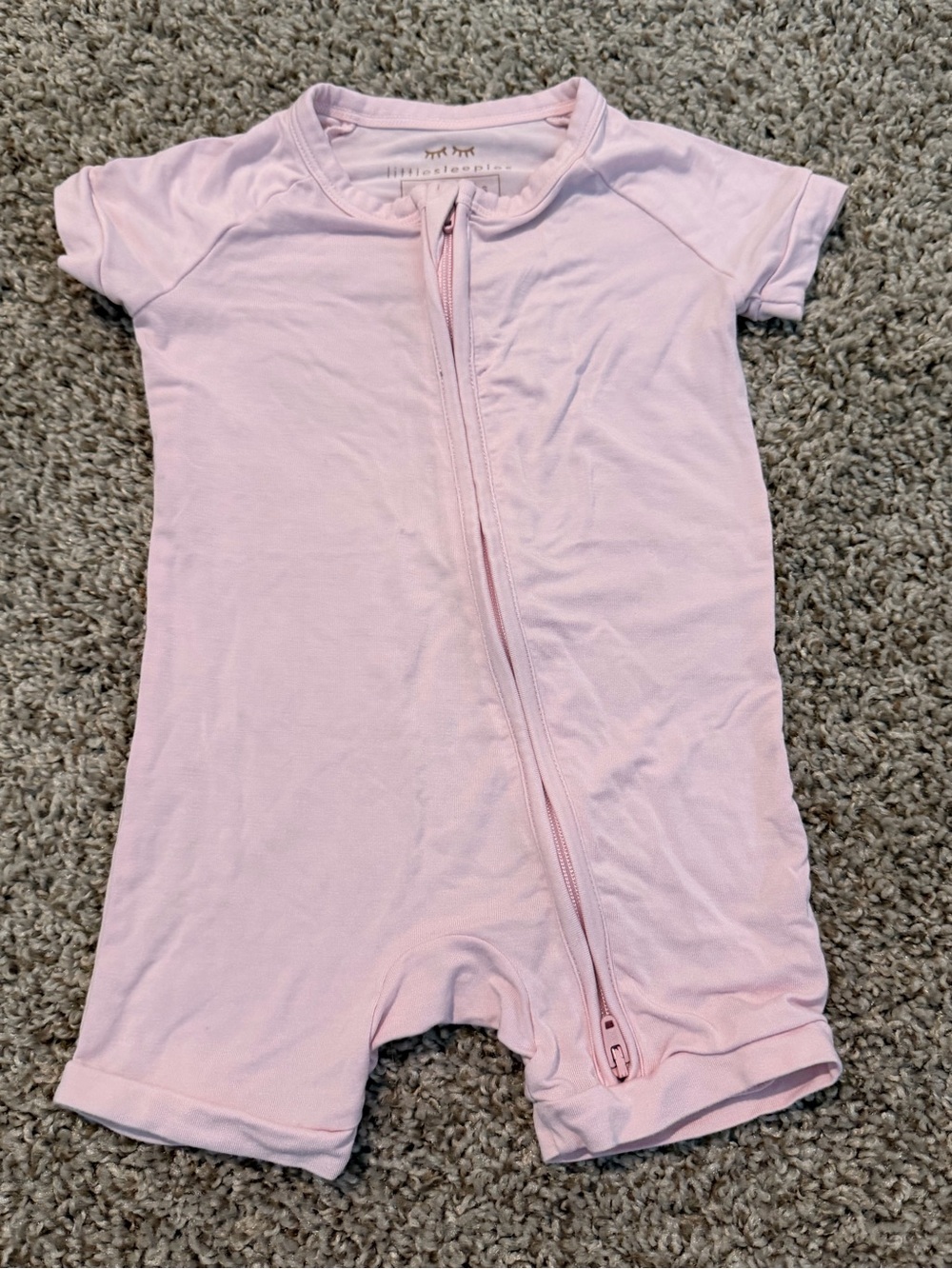 Little Sleepies Light Pink Short-Sleeve Footie with Front Zip